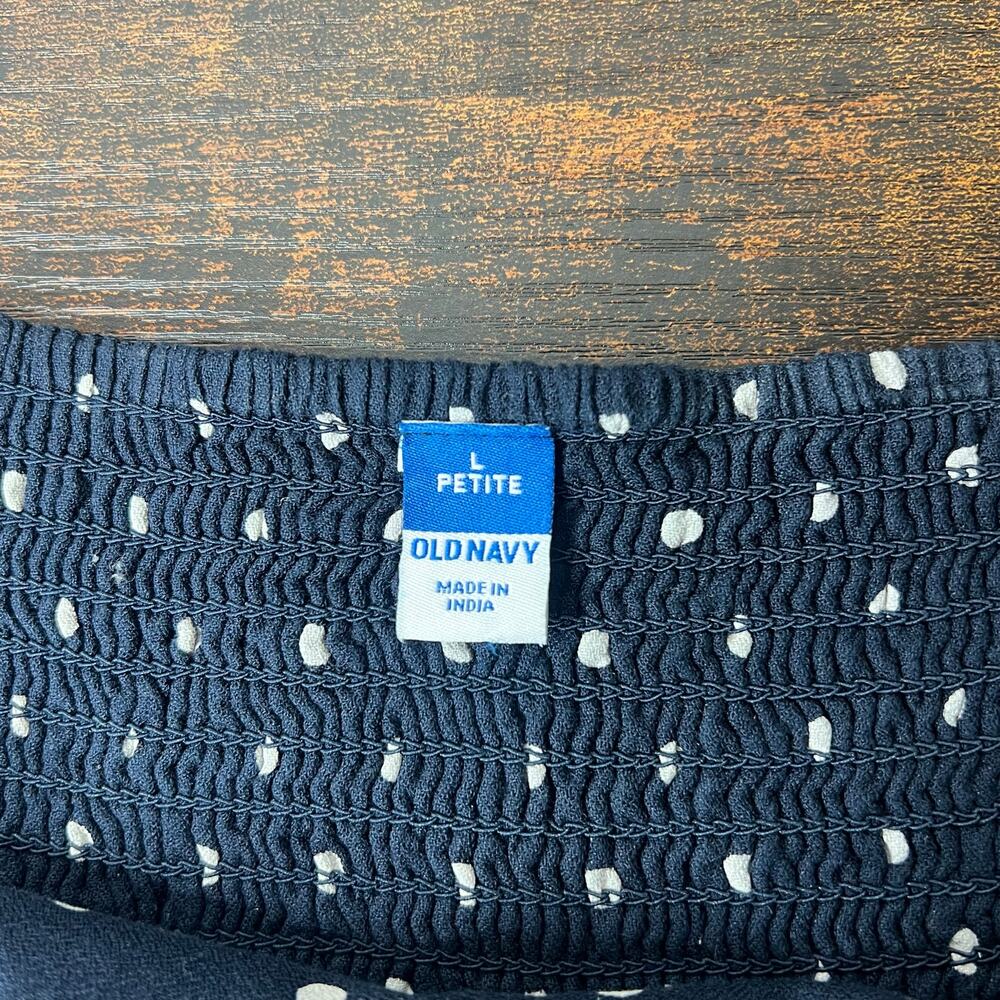 Old Navy Fit & Flare Mini Dress Navy White Polka Dot Women's L Petite Nautical - Picture 9 of 12
